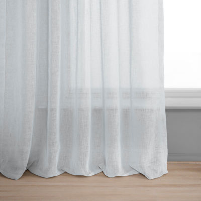Exclusive Fabrics & Furnishing Solid Faux Linen Sheer Rod Pocket Single Curtain Panel