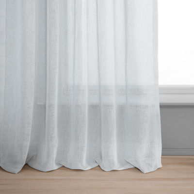 Exclusive Fabrics & Furnishing Solid Faux Linen Rod Pocket Sheer Single Curtain Panel