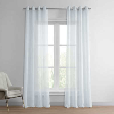 Luxury Modern Flower Linen Like Embroidery Border Window Curtain Panel –