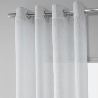 Exclusive Fabrics & Furnishing Faux Linen Grommet Top Sheer Single Curtain Panels