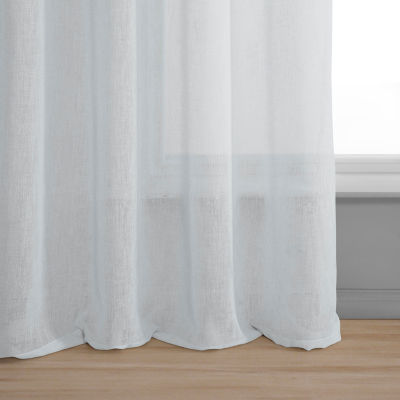 Exclusive Fabrics & Furnishing Faux Linen Sheer Grommet Top Single Curtain Panel