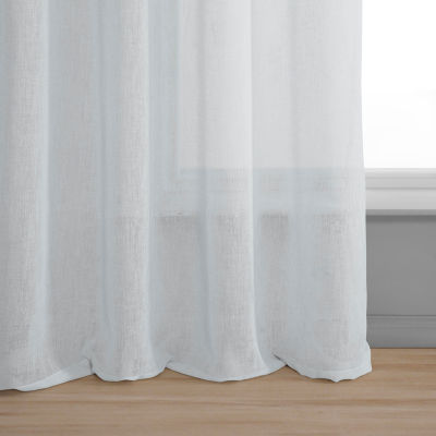 Exclusive Fabrics & Furnishing Faux Linen Grommet Top Sheer Single Curtain Panels