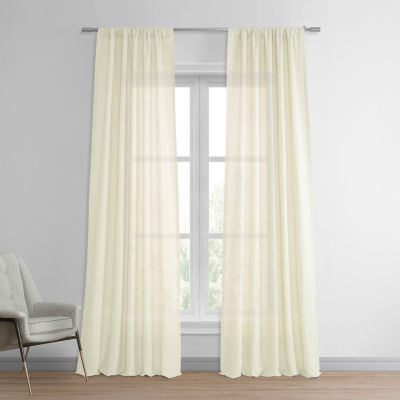 Exclusive Fabrics & Furnishing Signature French Linen Sheer Rod Pocket Single Curtain Panel