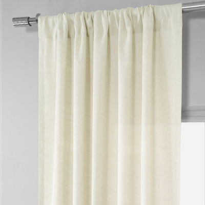 Exclusive Fabrics & Furnishing Signature French Linen Sheer Rod Pocket Single Curtain Panel