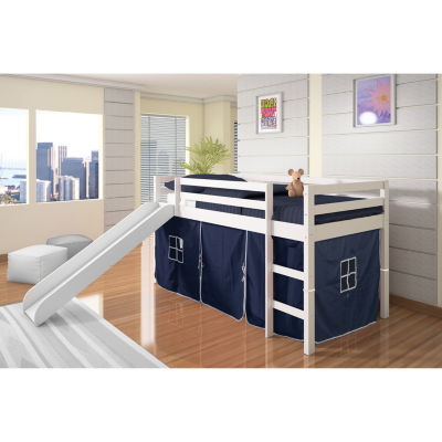 Tent Twin Low Loft Bed with Slide & Tent