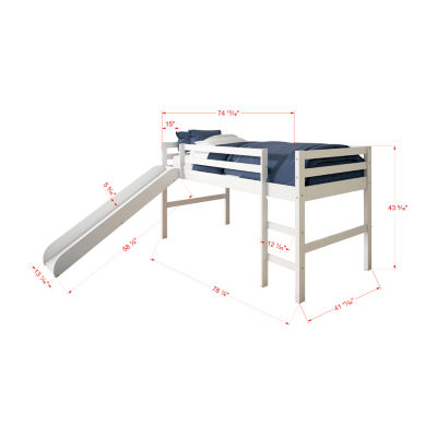 Tent Twin Low Loft Bed with Slide & Tent
