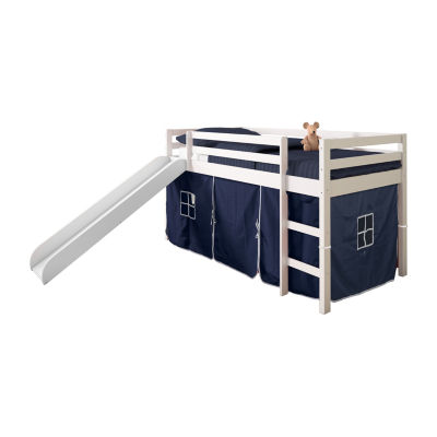 Tent Twin Low Loft Bed with Slide & Tent