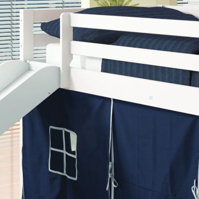 Tent Twin Low Loft Bed with Slide & Tent