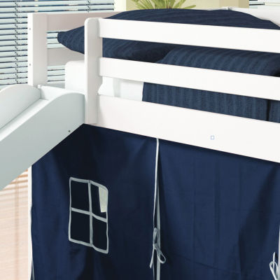 Tent Twin Low Loft Bed with Slide &