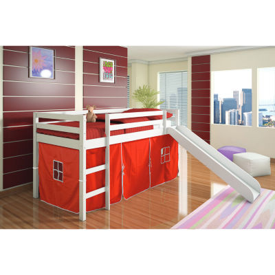 Twin Loft Bed With Slide And Tent