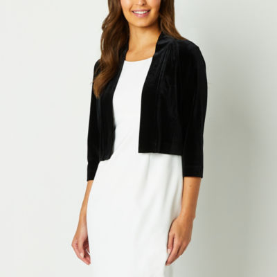 Perceptions Velvet Womens Long Sleeve Shrug