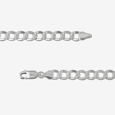 Made in Italy Sterling Silver / Inch Solid Curb Chain Bracelet