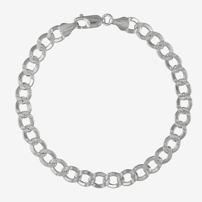 Made in Italy Sterling Silver / Inch Solid Curb Chain Bracelet