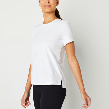 Xersion Womens Cotton Crew Neck Short Sleeve T-Shirt, Petite Xx-large, White