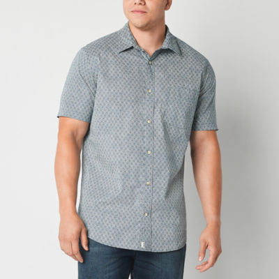 mutual weave Big and Tall Mens Classic Fit Short Sleeve Diamond Button-Down Shirt