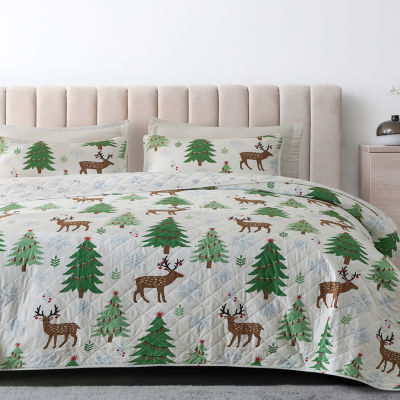 Linery Christmas Trees Reversible Quilt Set