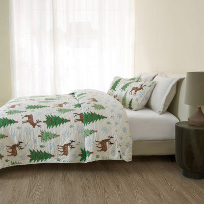 Linery Christmas Trees Reversible Quilt Set