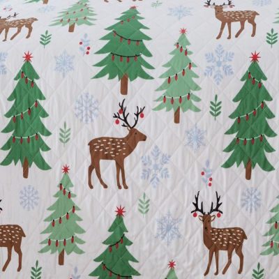 Linery Christmas Trees Reversible Quilt Set