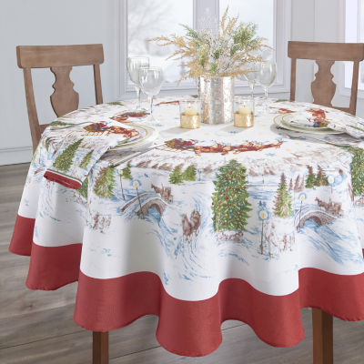 Elrene Home Fashions Santa's Snowy Sleighride Tablecloth