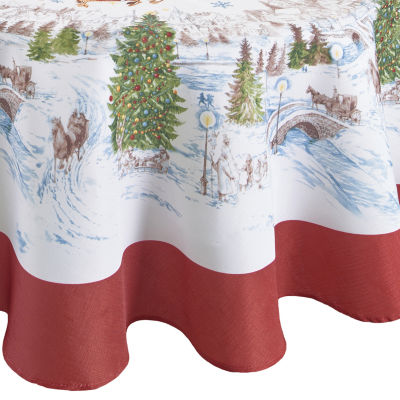 Elrene Home Fashions Santa's Snowy Sleighride Tablecloth