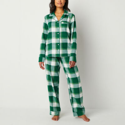 Liz Claiborne Womens Tall Long Sleeve 2-pc. Flannel Pajama Pant Set