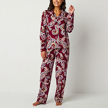 Liz Claiborne Womens Long Sleeve 2-pc. Flannel Pajama Set, Color