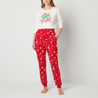 Sleep Chic Womens Tall Crew Neck Long Sleeve 2-pc. Velour Pant Pajama Set