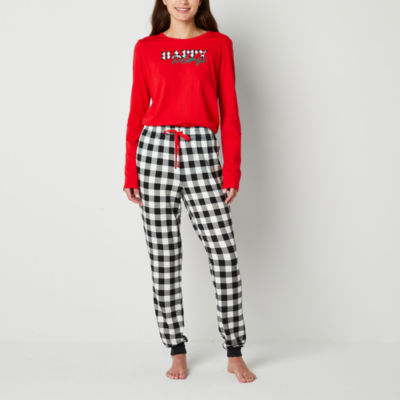 Sleep Chic Womens Plus Pajama Fleece Pants With Socks, Color: Red White  Stripe - JCPenney