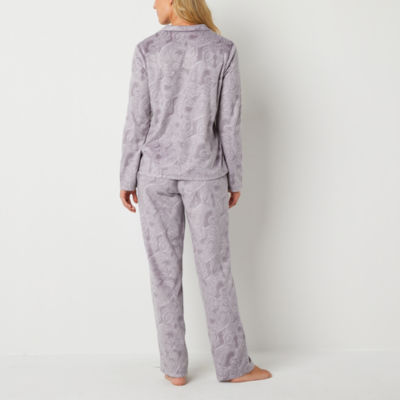 Adonna Womens Tall Fleece Long Sleeve 2-pc. Pant Pajama Set