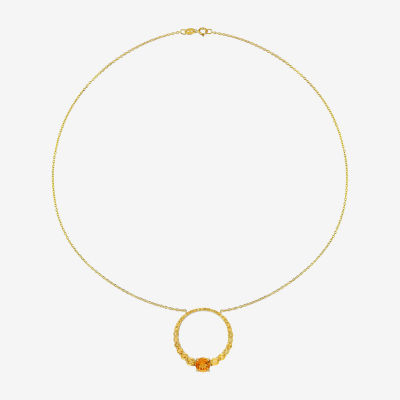 Womens Genuine Gemstone 18K Gold Over Silver Circle Pendant Necklace