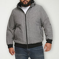Dockers Mens Big and Tall Sherpa Lined Hooded Midweight Softshell Jacket, Large Tall, Gray