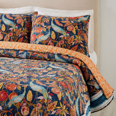 Dena Home Peacock Garden 3-pc. Reversible Quilt Set