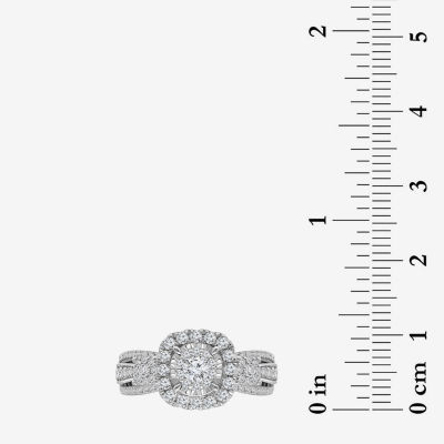 (I / I1) Womens 1 CT. T.W. Lab Grown White Diamond 10K White Gold Bridal Set