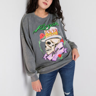 Juniors Poison Sweatshirt Womens Crew Neck Long Sleeve