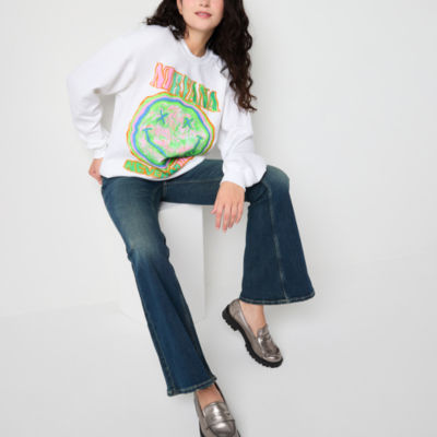 New World Juniors Nirvana Smiley Womens Crew Neck Long Sleeve Sweatshirt