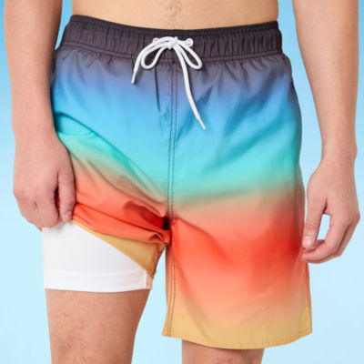 Arizona Mens Striped Swim Trunks