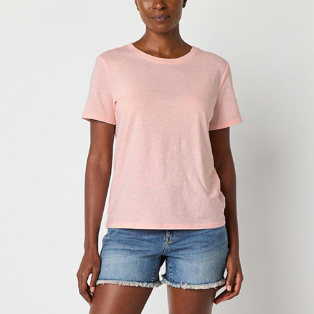 a.n.a Womens Crew Neck Short Sleeve T-Shirt, X-small, Pink