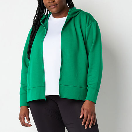 Xersion Womens Plus Scuba Long Sleeve Hoodie, 3x, Green