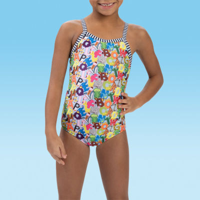 Dolfin Toddler & Little Girls Easy-on + Easy-off One Piece Swimsuit, 6x, White