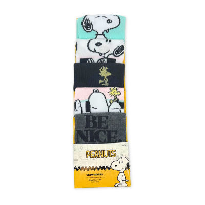 Womens 5 Pair Peanuts Snoopy Crew Socks