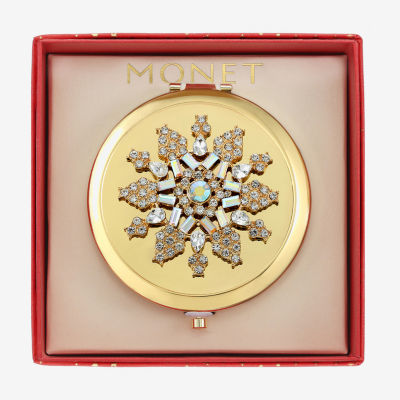 Monet Jewelry Gold Tone Clear Gold Tone Snowflake Compact Mirror