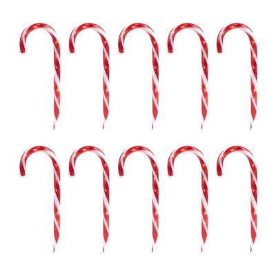 Set of 10 Lighted Outdoor Candy Cane Christmas Pathway Markers 12"