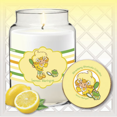 Courtside Market Strawberry Shortcake 26 Oz Lemon Meringue Striped Scented Jar Candle