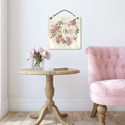 Courtside Market Love Hearte 12x12 Artboard With Twine Wood Wall Art