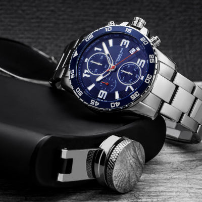 Stuhrling Mens Chronograph Silver Tone Stainless Steel Bracelet Watch 3957 2