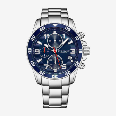 Stuhrling Mens Chronograph Silver Tone Stainless Steel Bracelet Watch 3957 2