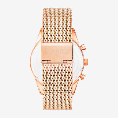 Stuhrling Mens Chronograph Rose Goldtone Stainless Steel Strap Watch 3975 8