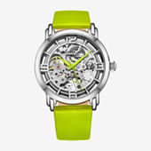Stuhrling Womens AUTOMATIC Yellow Leather Strap Watch Special Reserve 3983 Automatic 40mm Skeleton Watch| Stührling main image 2