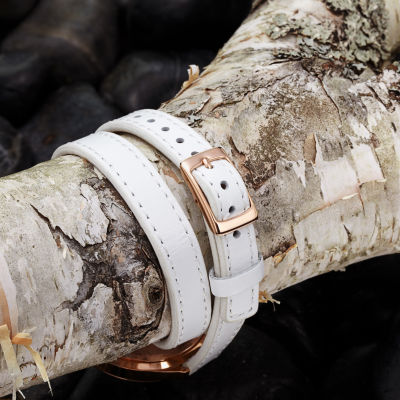 Stuhrling Womens White Leather Strap Watch 568 03