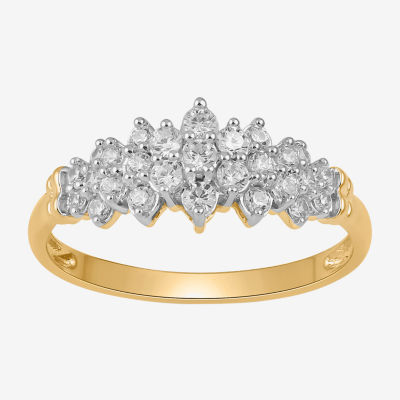 (I, I2) Womens 3/8 CT. T.W. Lab Grown White Diamond 14K Gold Over Silver Cluster Cocktail Ring